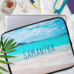 Hawaii Sandy Beach Blue Ocean Photo Custom Name Laptop Sleeve<br><div class="desc">Remind yourself of the fresh salt smell of the ocean air whenever you use this stunning vibrantly-coloured photography personalized name neoprene laptop sleeve. Exhale and explore the solitude of an empty Hawaiian beach. This laptop sleeve comes in three sizes: 15", 13", and 10”. Makes a great gift for someone special!...</div>
