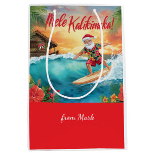 Hawaii Santa Claus Christmas in Hawaii Medium Gift Bag