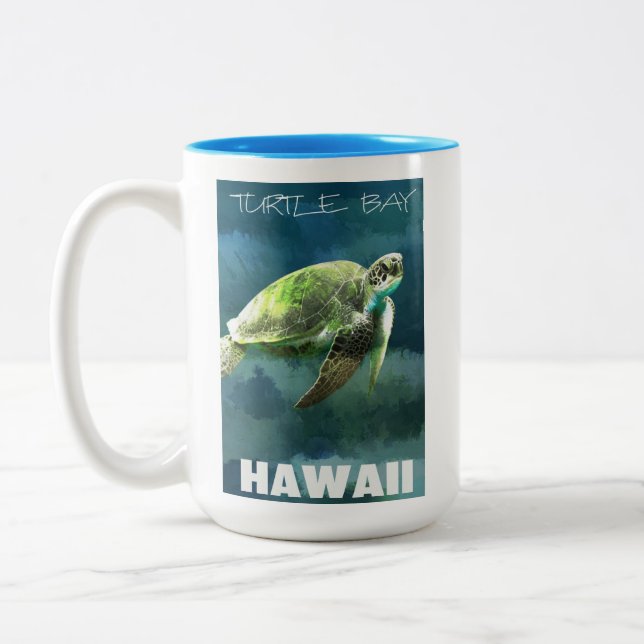 Hawaii Sea Turtle Artistic Two-Tone Coffee Mug (Left)