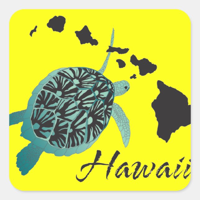 Hawaii Sea Turtle Square Sticker (Front)