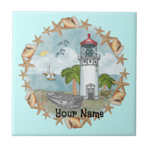 Hawaii Shells Lighthouse Tile