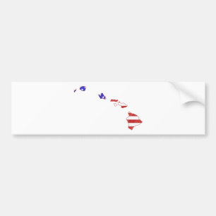 Hawaii Silhouette State Map Shaped American Flag Bumper Sticker
