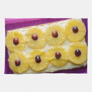 Hawaii slices with pineapple on rustic wood kitchen towel