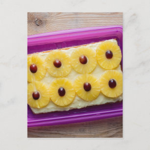 Hawaii slices with pineapple on rustic wood postcard