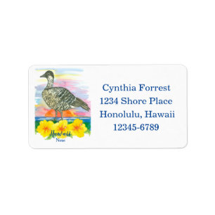 Hawaii State Bird Hibiscus Return Address Label