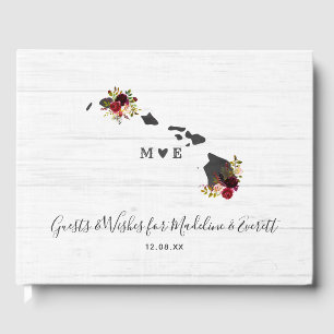 Hawaii State Destination Rustic Wedding Monogram Guest Book