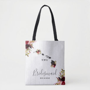 Hawaii State Destination Rustic Wedding Monogram Tote Bag