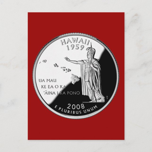 Hawaii State Faux Quarter Postcard (Front)