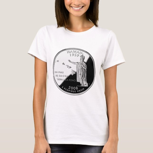 Hawaii State Faux Quarter T-Shirt (Front)