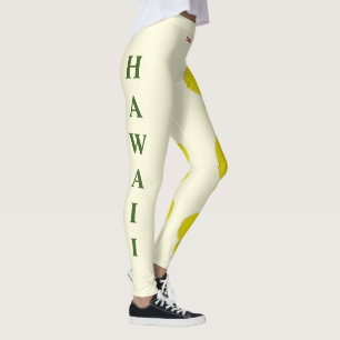 Hawaii State Flower Yellow Hibiscus Leggings