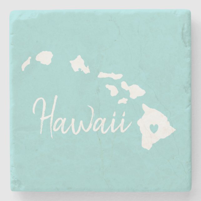 Hawaii state map love home    stone coaster (Front)