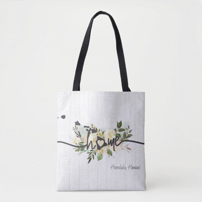 Hawaii State Personalized Your Home City Rustic Tote Bag (Front)