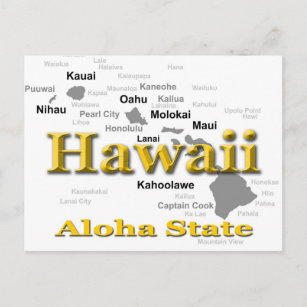 Hawaii State Pride Map Silhouette Postcard