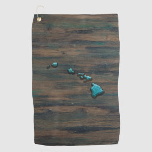 Hawaii State Shape Teal Golf Towel
