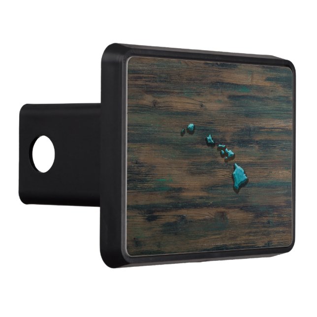 Hawaii State Shape Teal Trailer Hitch Cover (Right)