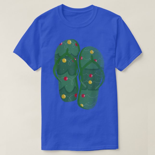 Hawaii Summer Christmas Lights Flip Flops Christma T-Shirt (Design Front)