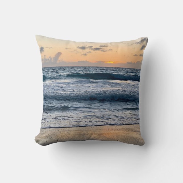 Hawaii sunrise beach throw pillow (Front)
