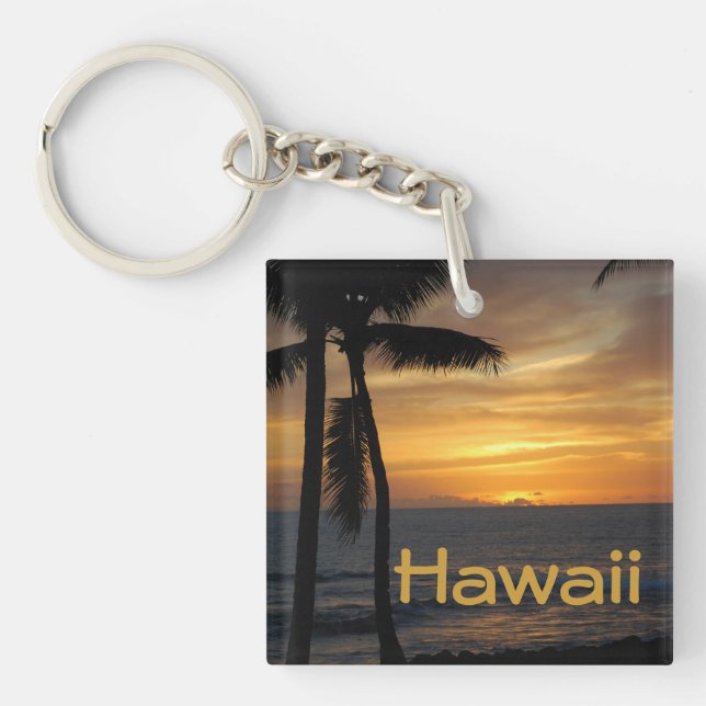 Hawaii  Sunset at the Beach Keychain (Front)