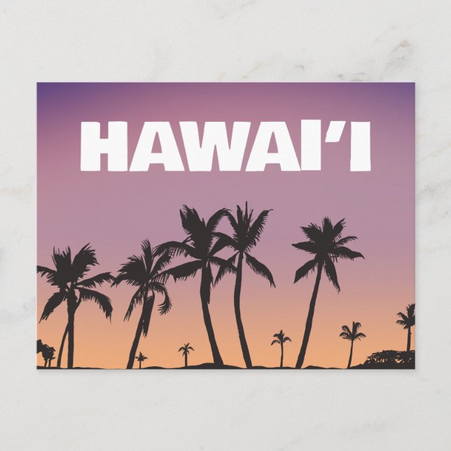Hawaii Sunset Palm Tree Gradient Sky Postcard  (Front)