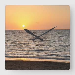Hawaii Sunset Photograph Square Wall Clock