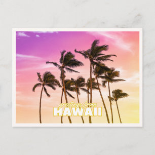 Hawaii Sunset Tropical Palm Tree Hawaii Greetings Postcard
