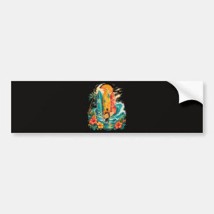 Hawaii Surfboard Wave Beach Surfer Vintage Bumper Sticker