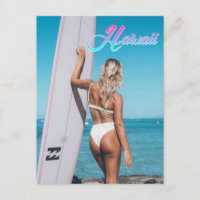 Hawaii Surfer Girl Travel Postcard