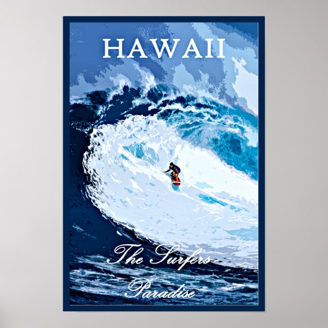 Hawaii, Surfers Paradise, vintage travel poster (Front)