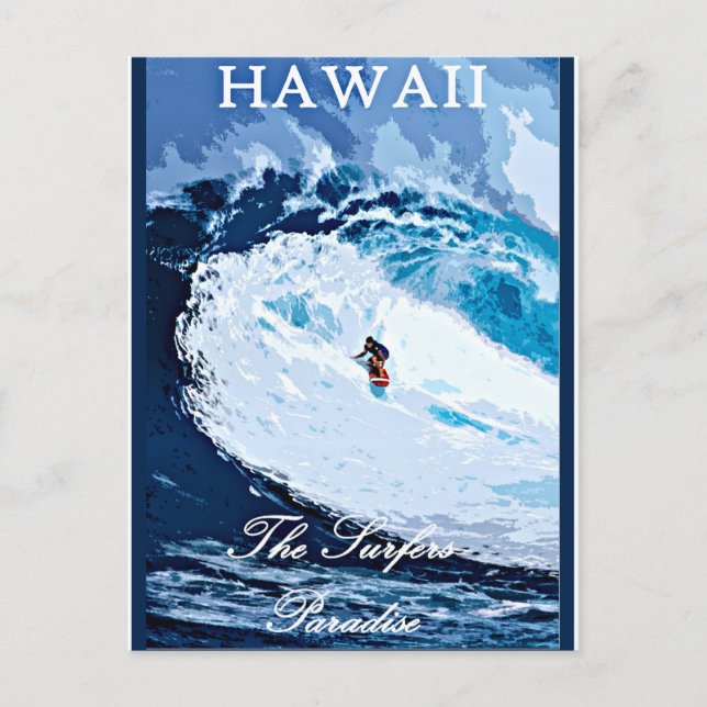 Hawaii, Surfers Paradise, vintage travel poster Postcard (Front)