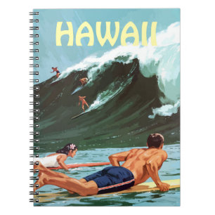 Hawaii, Surfers Waiting for a Big Wave,  Notebook