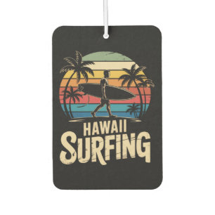 Hawaii Surfing Retro - Vintage Sunset Beach Surfer Air Freshener