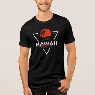 Hawaii Surfing Vintage Sunset Tropical Beach Tri-Blend Shirt