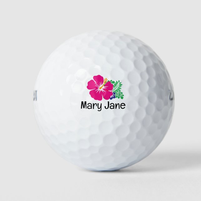Hawaii theme  with Hibiscus flower for golfer Golf Balls (Front)