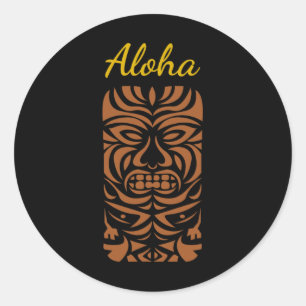 Hawaii Tiki Polynesian Big Kahuna Retro Hipster Classic Round Sticker