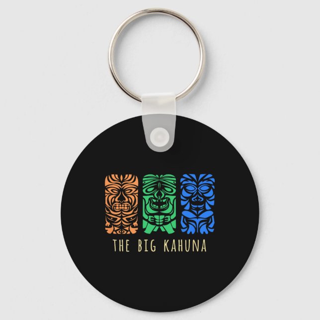 Hawaii Tiki Polynesian Big Kahuna Surfer Retro Haw Keychain (Front)