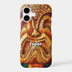 Hawaii Tiki Retro Wood Face Fun Photo Nom Personna