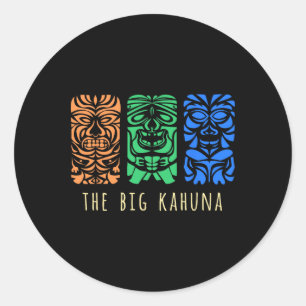 Hawaii Tiki Surfing Polynesian Big Kahuna Retro Hi Classic Round Sticker