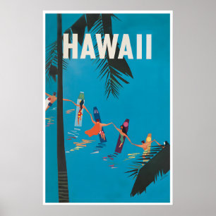 Hawaii Travel Art Vintage Hawaiian Poster (XR3895)