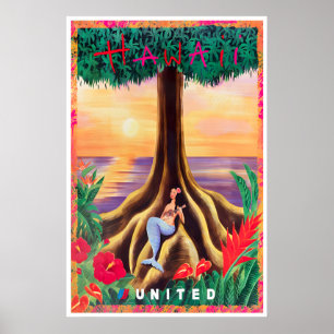 Hawaii Travel Poster Hawaiian Art United Print