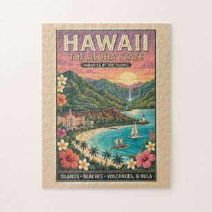 Hawaii Travel Poster - The Aloha State Paradise Jigsaw Puzzle