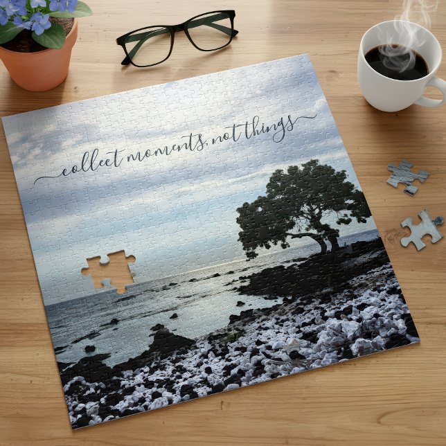 Hawaii Tree Silhouette Beach Collect Moments Quote Jigsaw Puzzle (Creator Uploaded)