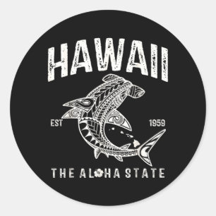 Hawaii Tribal Shark Aloha Polynesian Hawaiian Classic Round Sticker