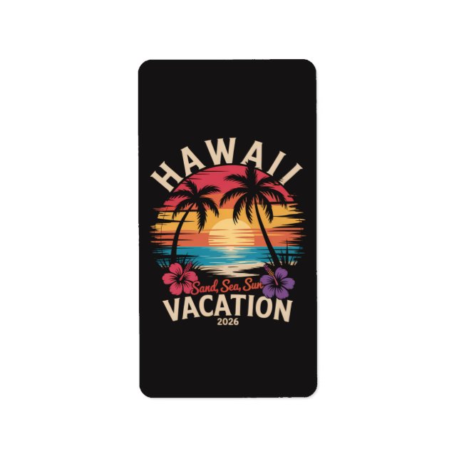 Hawaii Trip 2026 Summer Vacation Beach Label (Front)