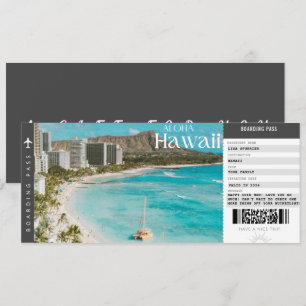 Hawaii Trip Boarding Pass Travel Vacation Ticket Invitation