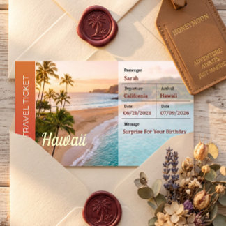 Hawaii Trip Surprise Boarding Pass Invitation