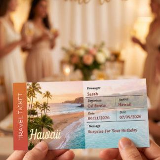 Hawaii Trip Surprise Boarding Pass Invitation