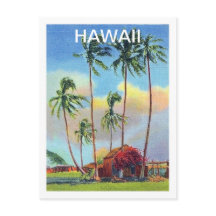 Hawaii, tropic isle, old cottage with palm trees
