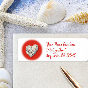 Hawaii Tropical Coral Heart Red Script Adresse