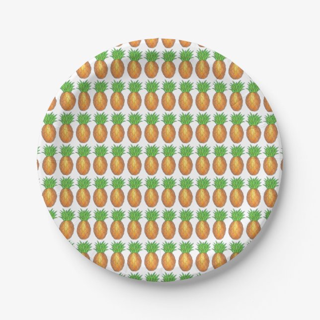 Hawaii Tropical Hawaiian Island Pineapple Fruit Paper Plate (Front)