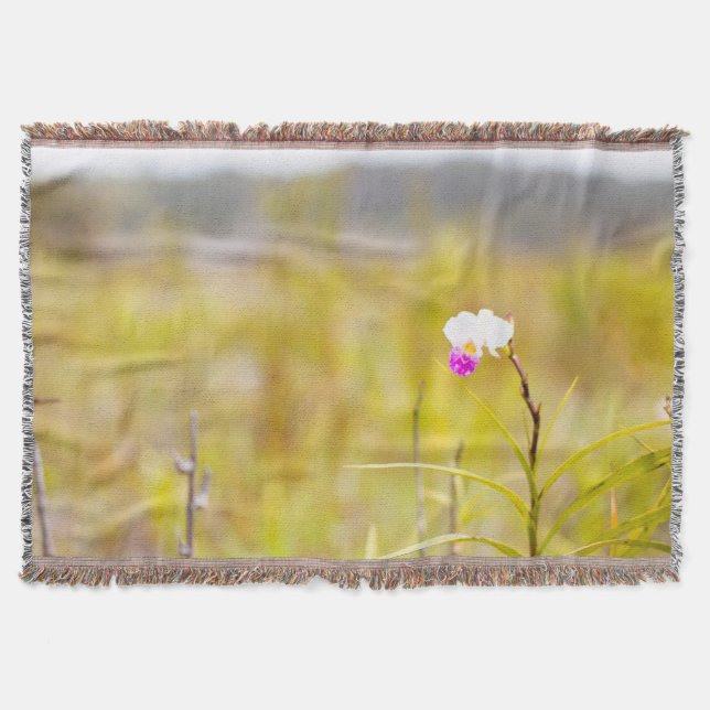 Hawaii Tropical Orchid Volcanoes National Park Throw Blanket (Front)